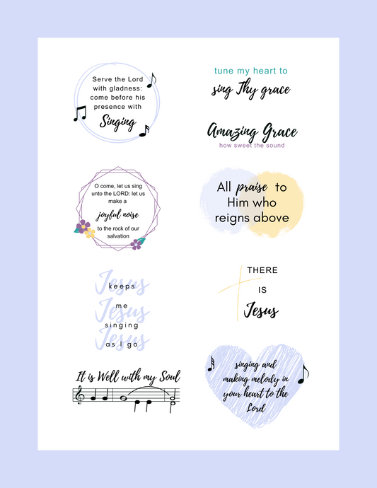 Songs and Scripture Printable Sticker Sheet