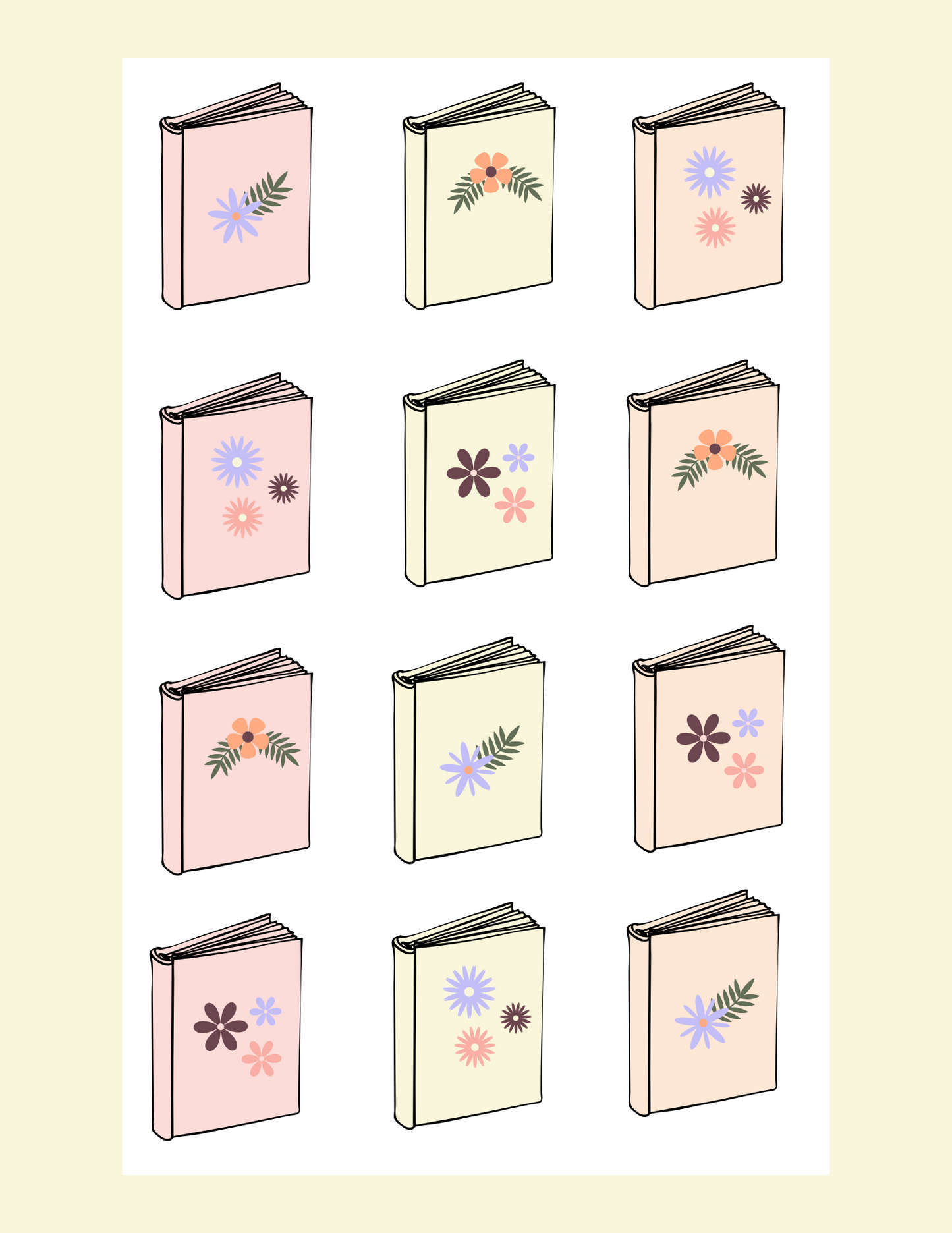 Floral Book Sticker Sheet