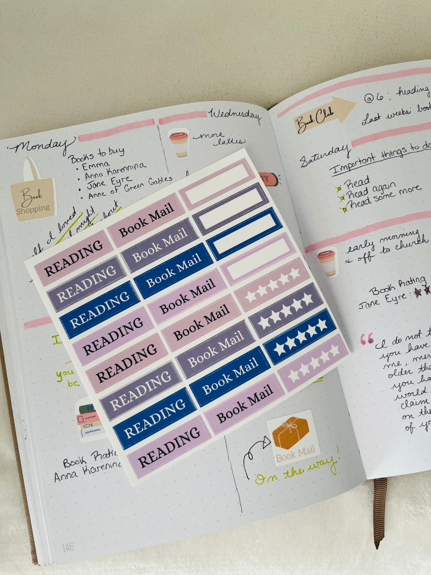 Functional Reading Planner Sticker sheet