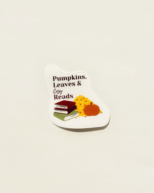 Pumpkins, Leaves & Cozy Reads die-cut sticker